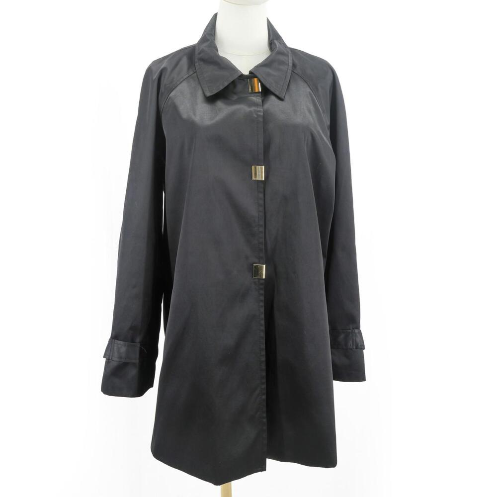 Jones New York Women's Black Trench Coat with Gold Hardware Size L